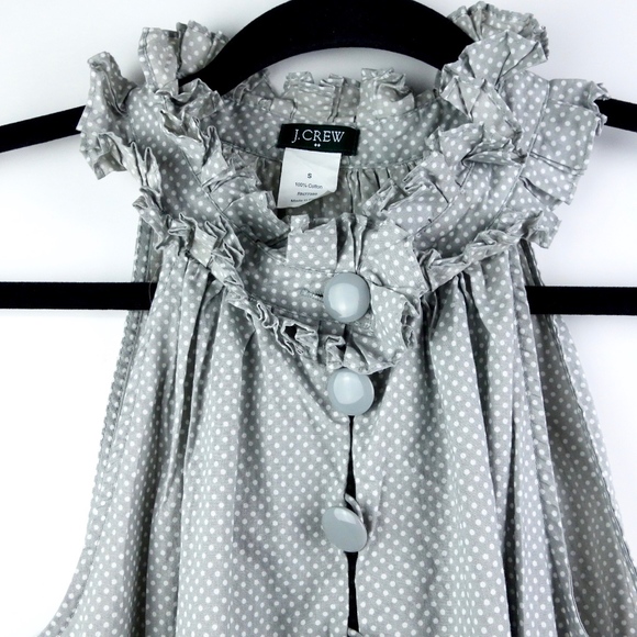 J. Crew Factory Tops - J Crew > Polka Dot Ruffle Neck Blouse w/ Buttons